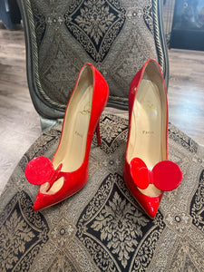 Louboutin Patent Plastic Bow Heels (Size 37.5)