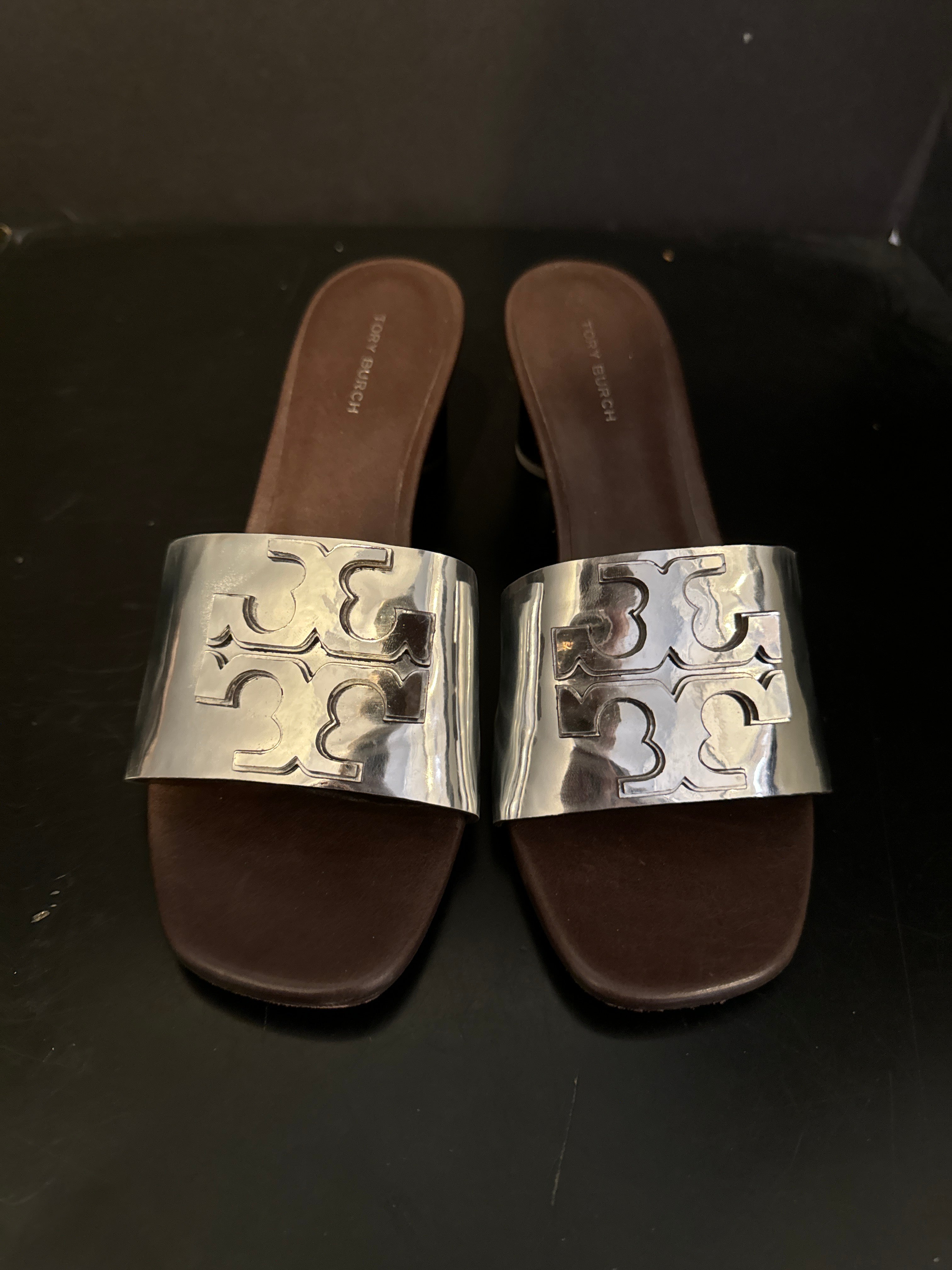 Tory Burch Metallic Slide Shoes - size 7.5