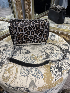 Talbots Leather/Calf Hair Cheetah Handbag - medium