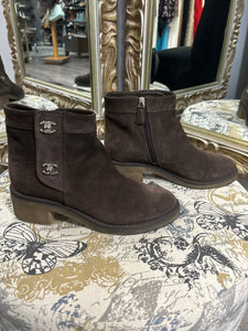 Chanel Short Suede Boots - Size 9