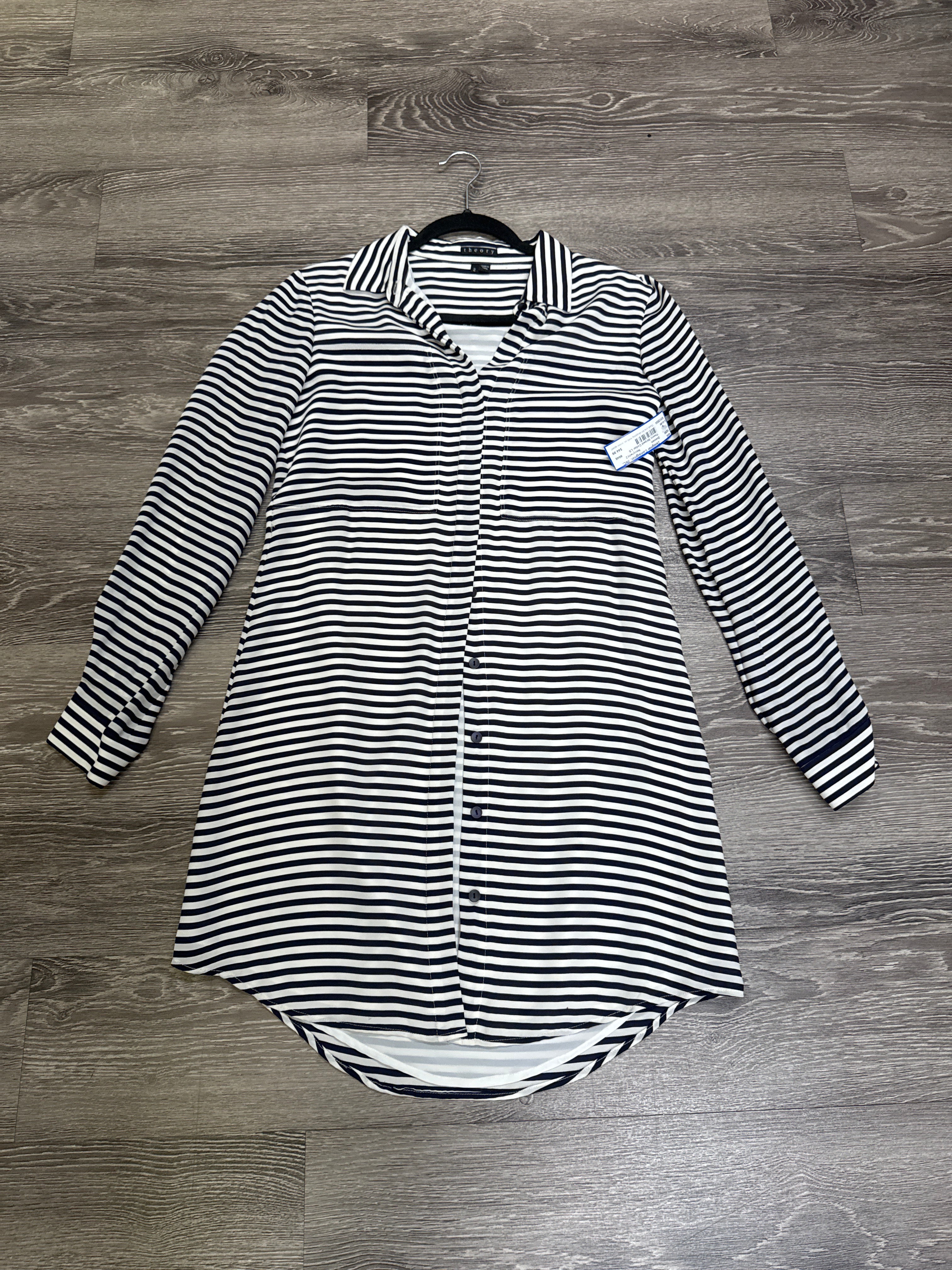 Theory Striped Collar Long Sleeve Dress - size 2