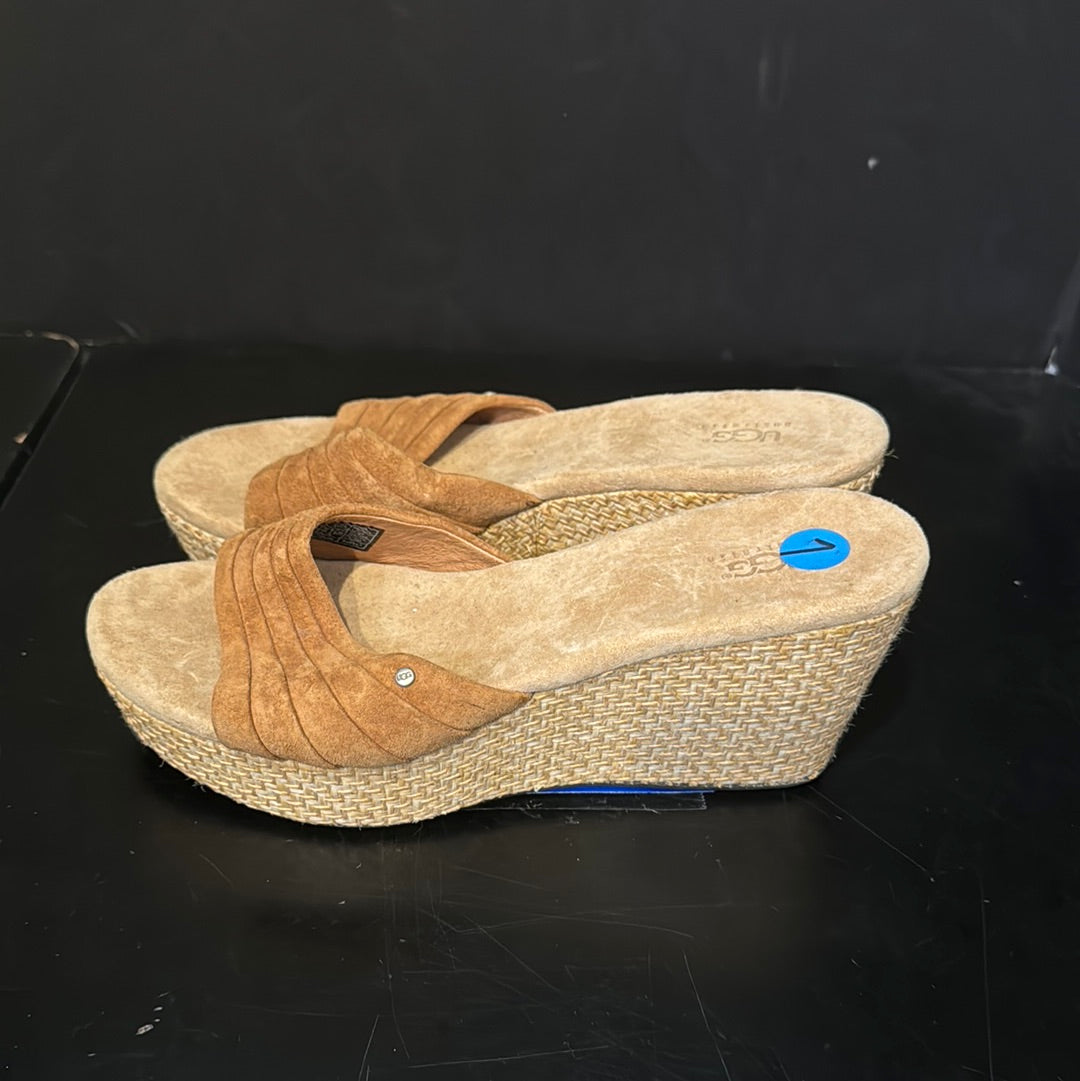 UGG Suede Slip On Espadrille Wedge Shoes - size 7