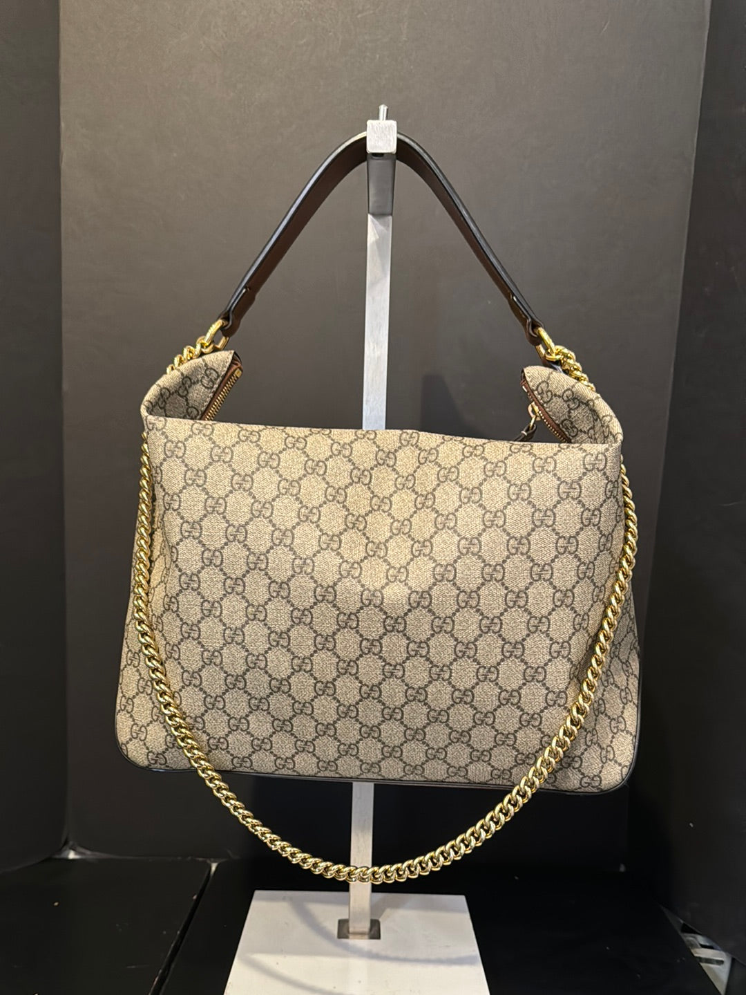 Gucci Monogram Handbag With Chain - large