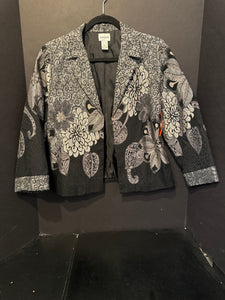 Chicos Flower Embroidered Open Blazer - size 1