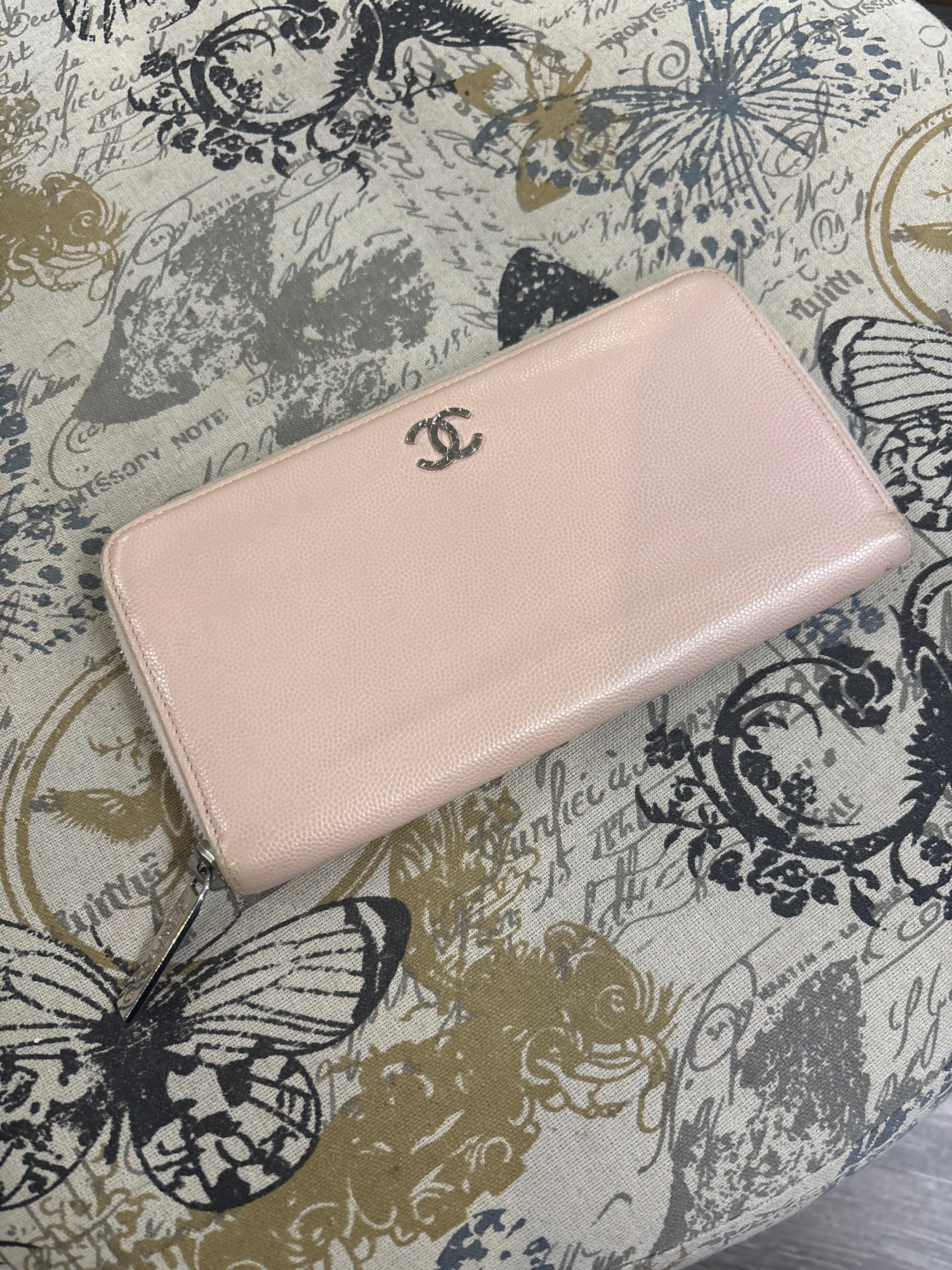 Chanel Pebbled Zip Around Wallet