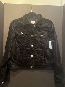 J Jill Velour Button Up Jacket (Size Small)