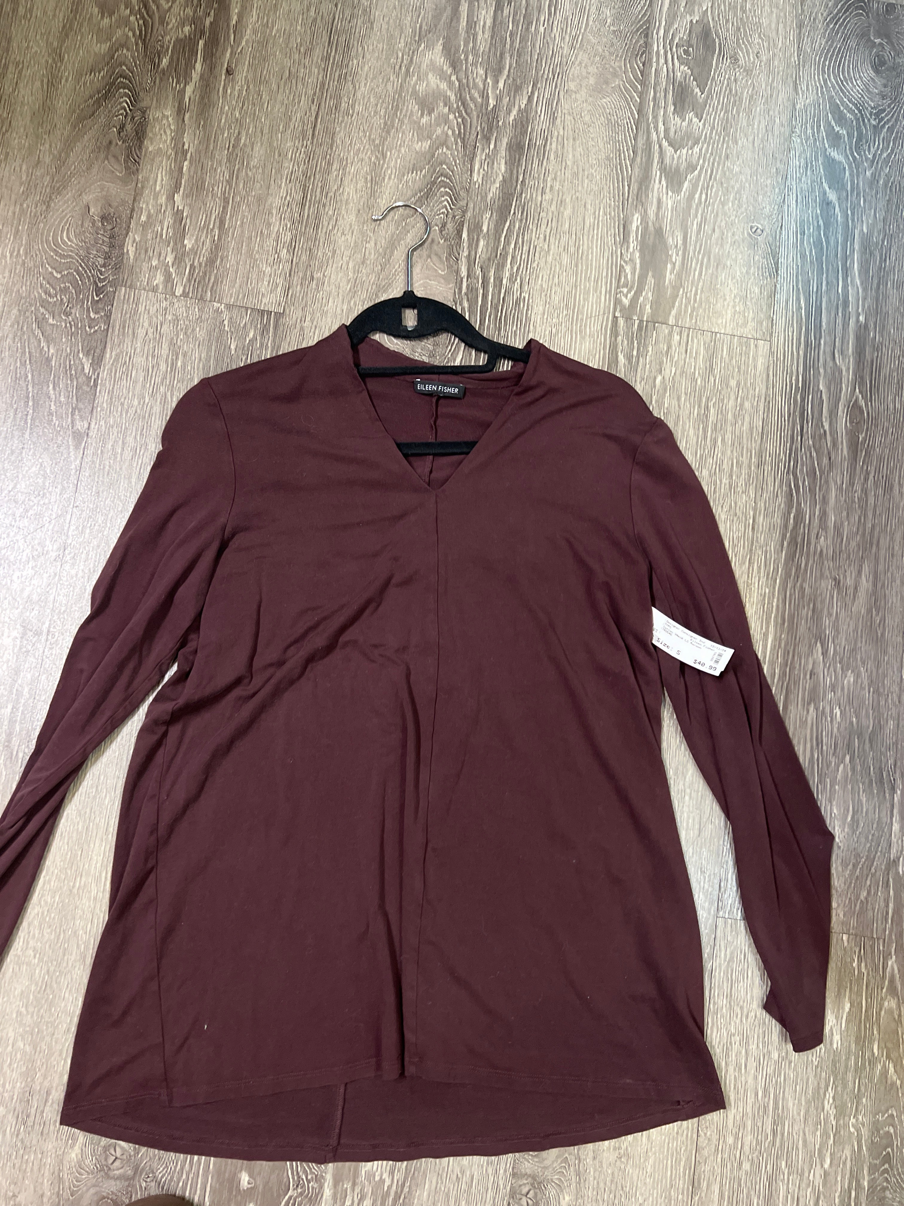 Eileen Fisher Cotton V Neck Top (Size Small)