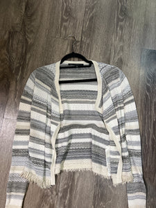 WHBM Open Cardigan Fringe Silk Sweater (Size Small)