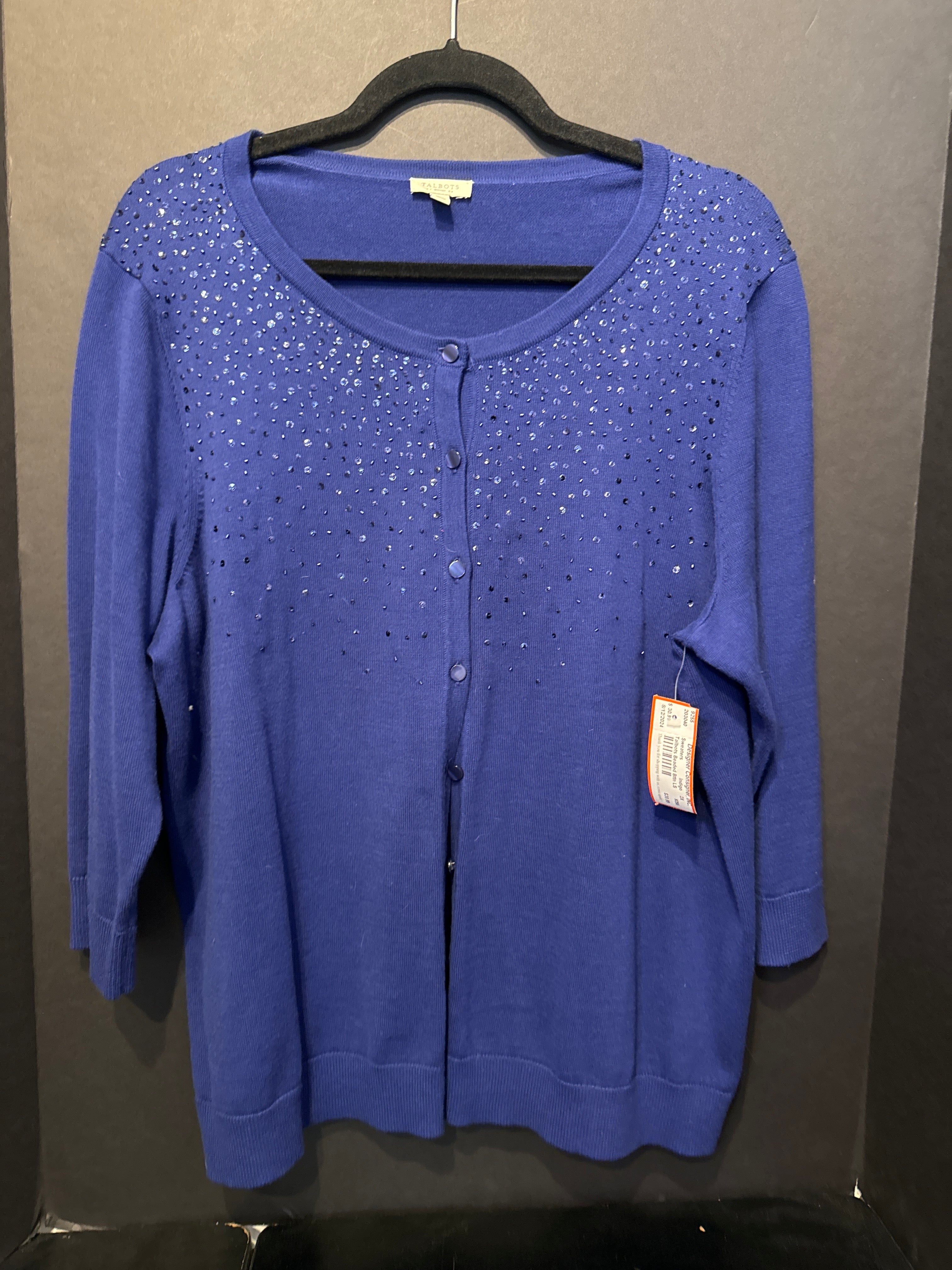 Talbots Beaded Button Up Long Sleeve Sweater - size 2X