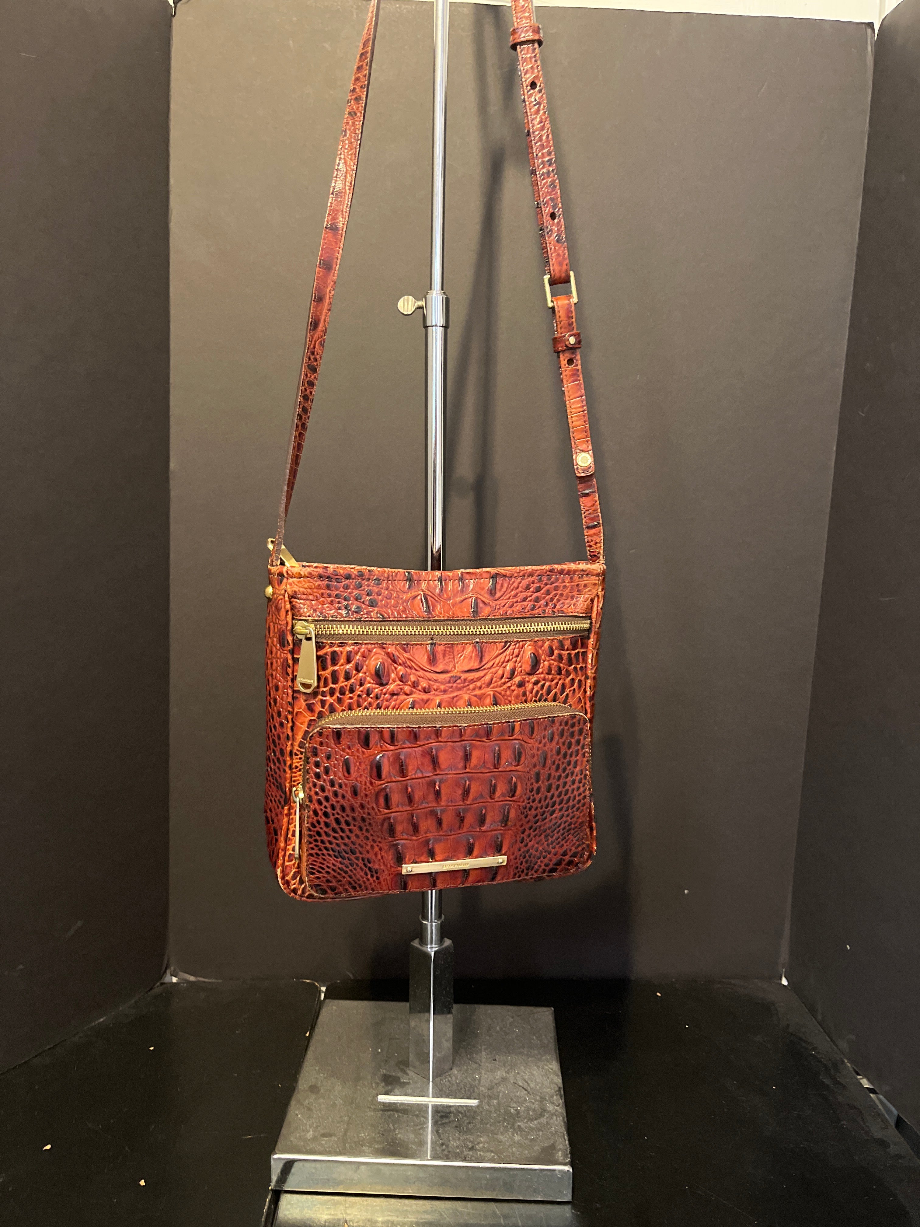 Brahmin Snakeskin Leather Zip Handbag