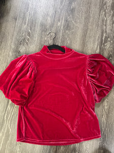 Free People Velour Puff Top (Size Small)