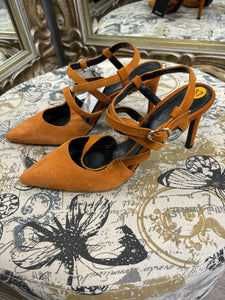 Mango Suede Strappy Heels - Size 37/6.5