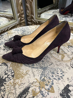 Load image into Gallery viewer, Louboutin Suede Heels With Bow - Size 37
