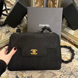 Chanel rare silk hand woven handbag - small