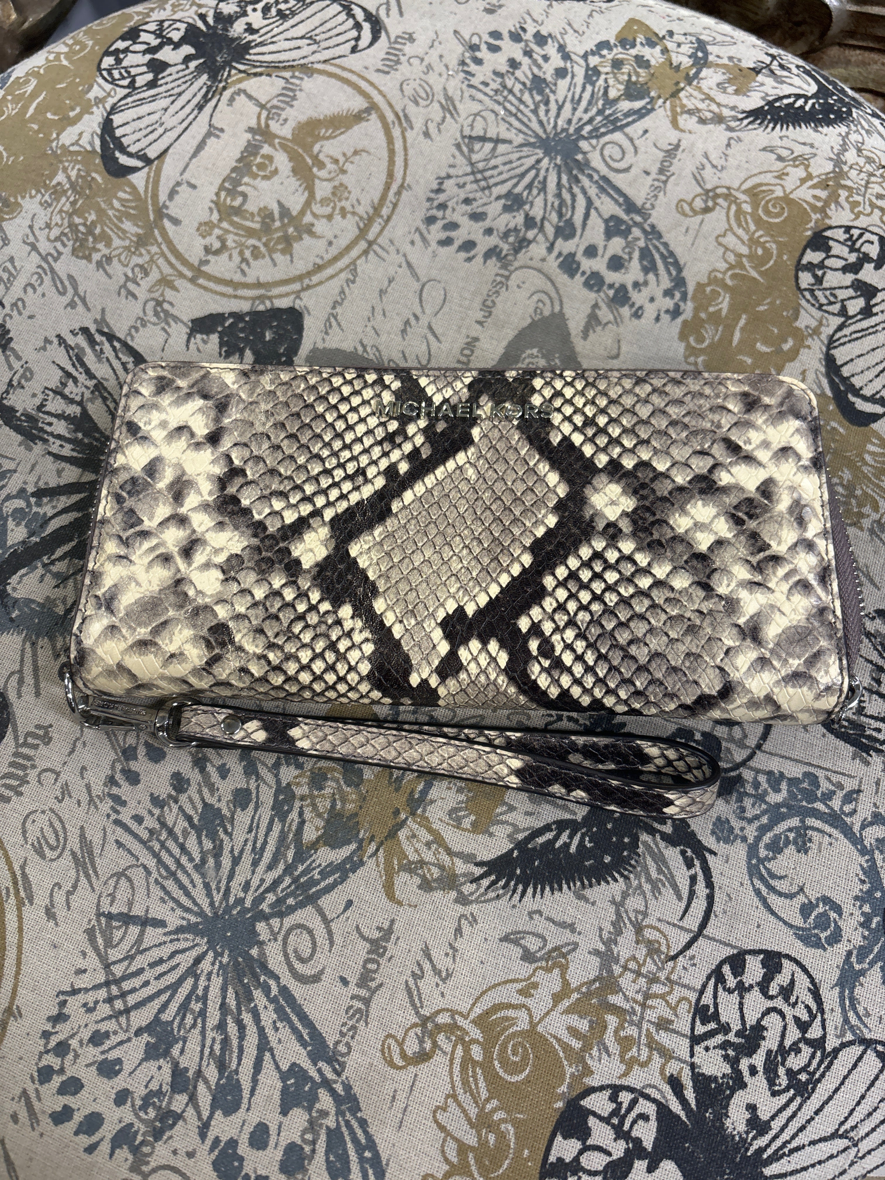 Michael Kors Snakeskin Zippy Wristlet