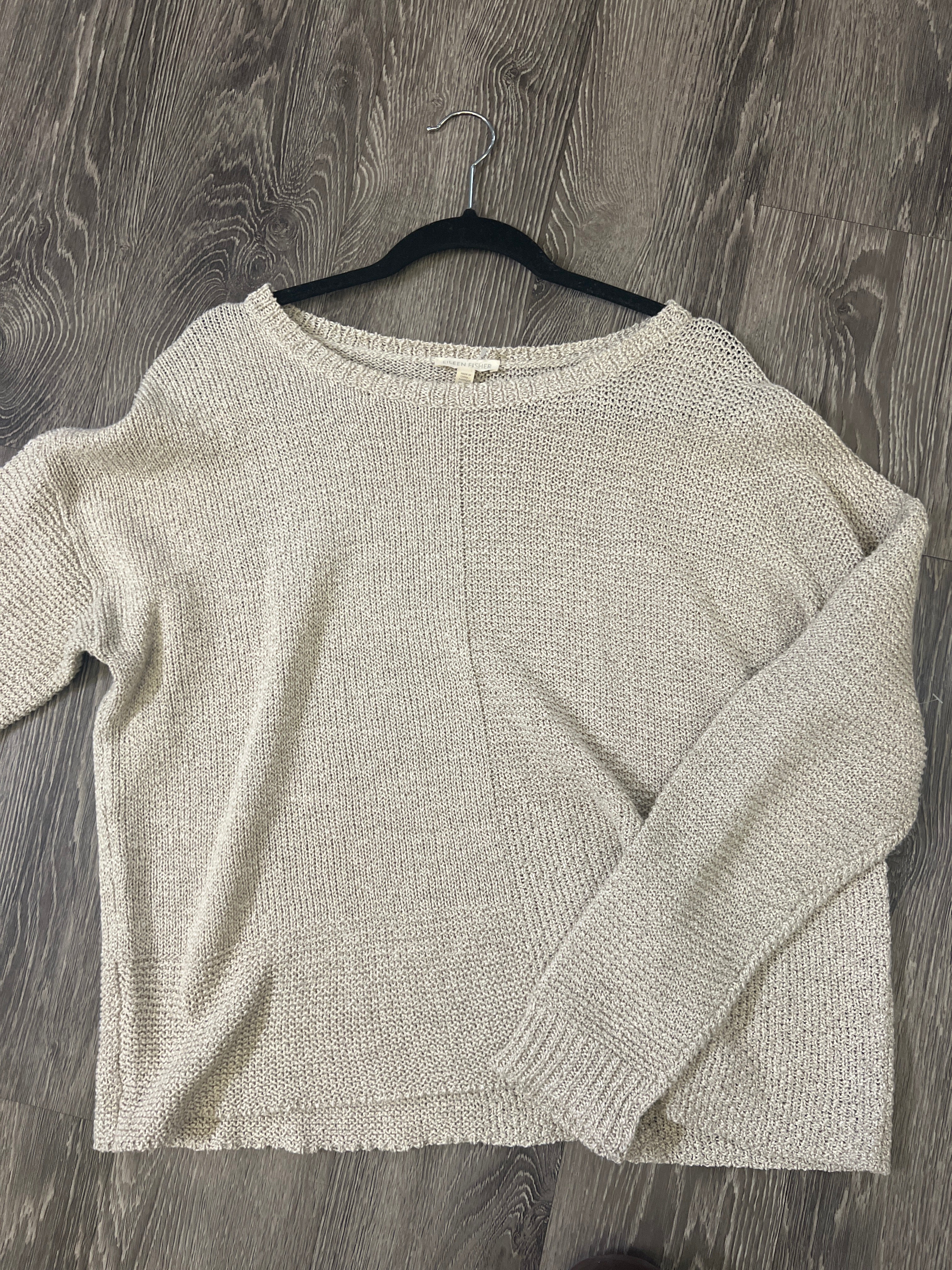 Eileen Fisher Crochet Scoop Neck Sweater (Size XL)