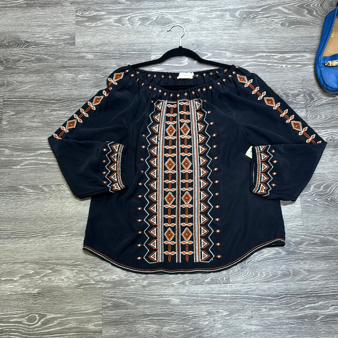 Tory Burch Tribal Embroidered Top - size 12