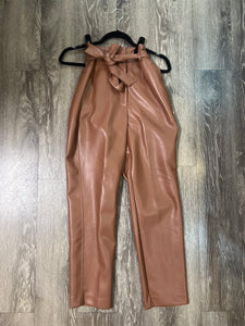 Babaton Faux Leather Pants With Belt (Size 2)