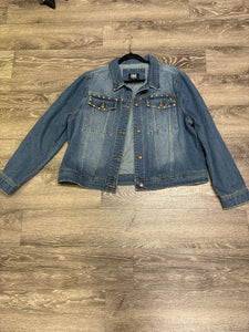 Frye Denim Button Stud Trim Jacket - XL