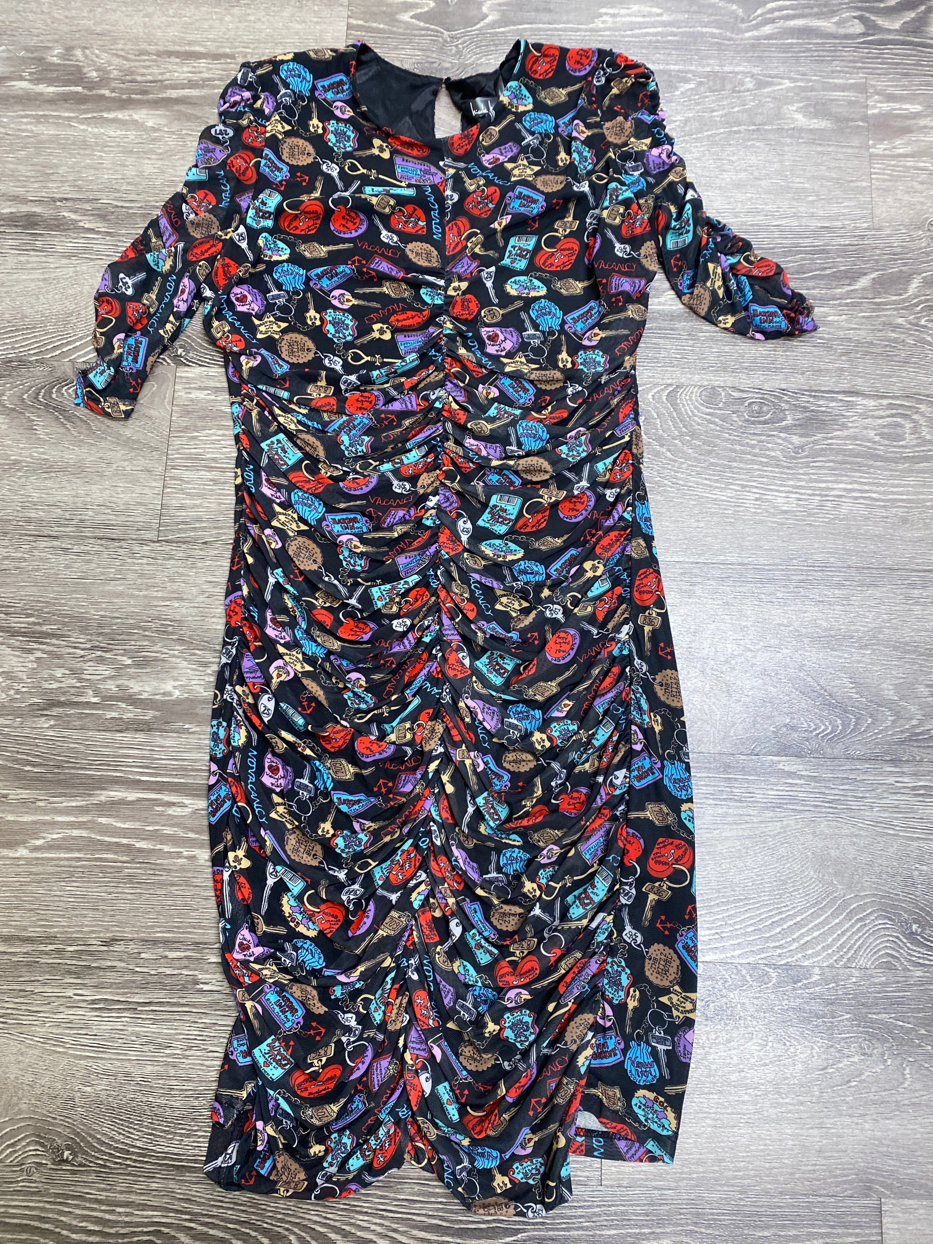 Nicole Miller Keys Rouched Dress - Size Small