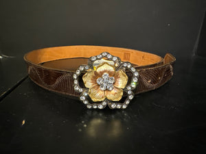 Wimberley Lizard Flower Buckle Belt - size 36