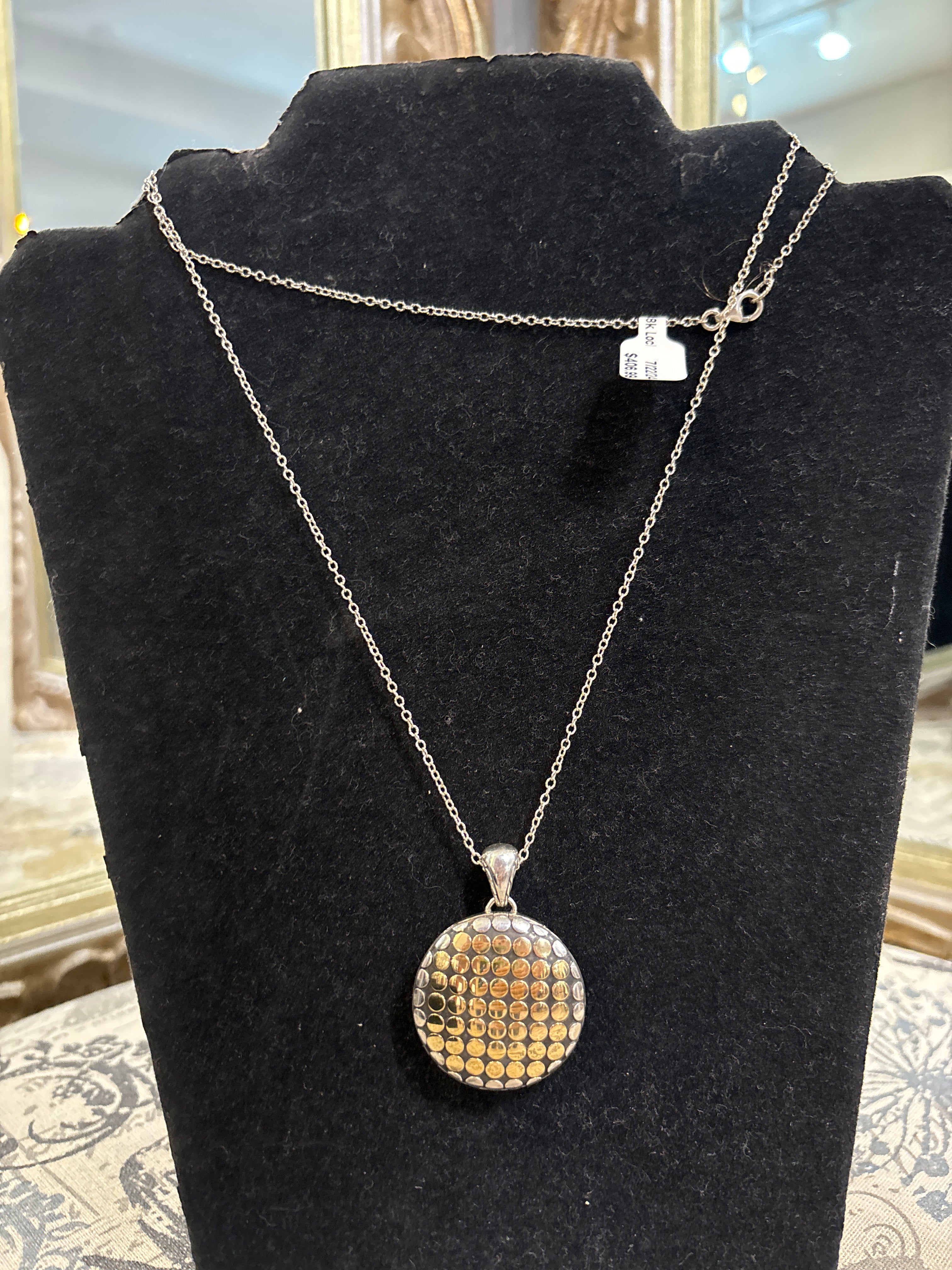 John Hardy 925 Silver 18kt Gold Dot Locket Necklace