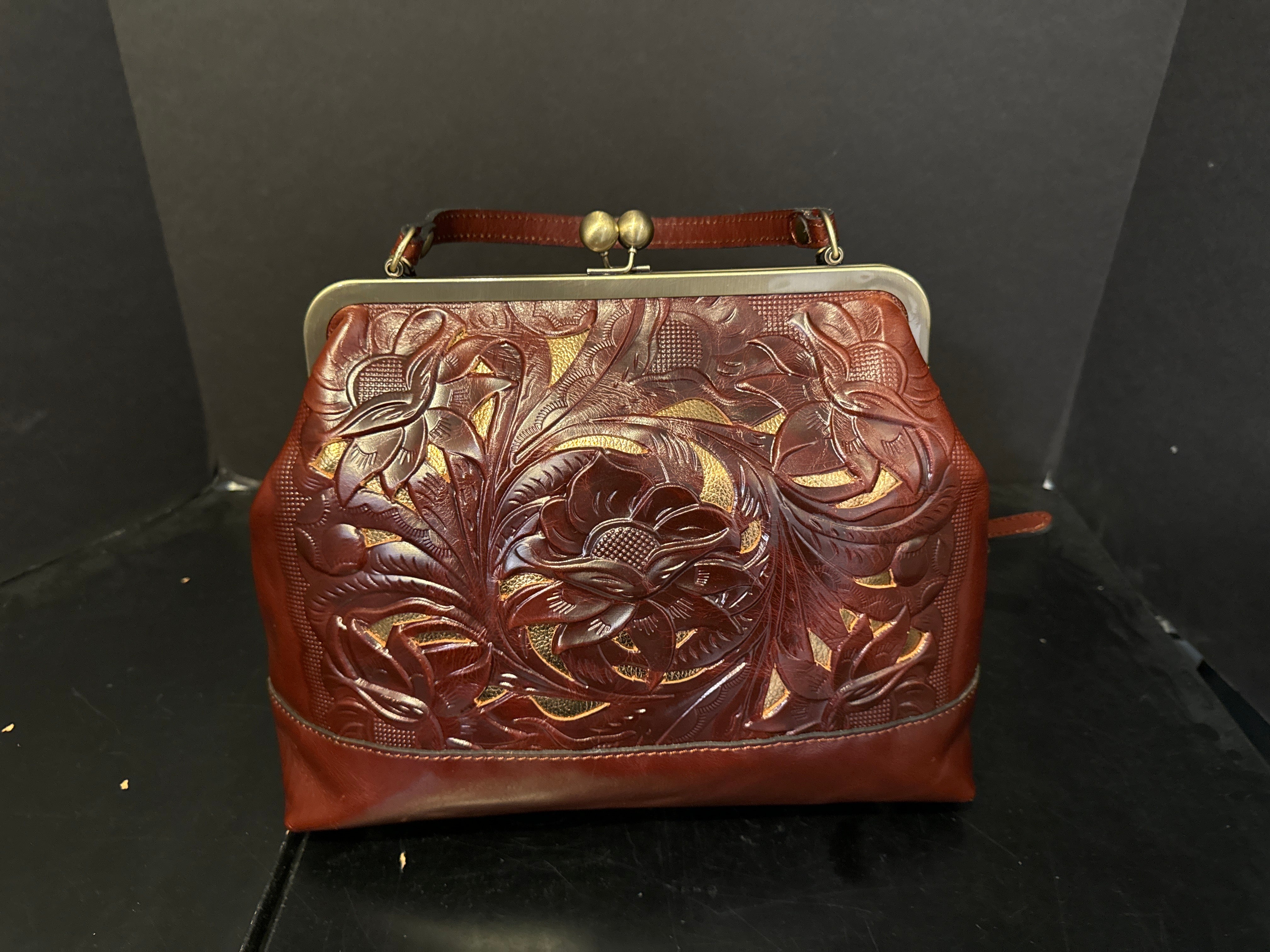 Patricia Nash Leather Flower Handbag - large