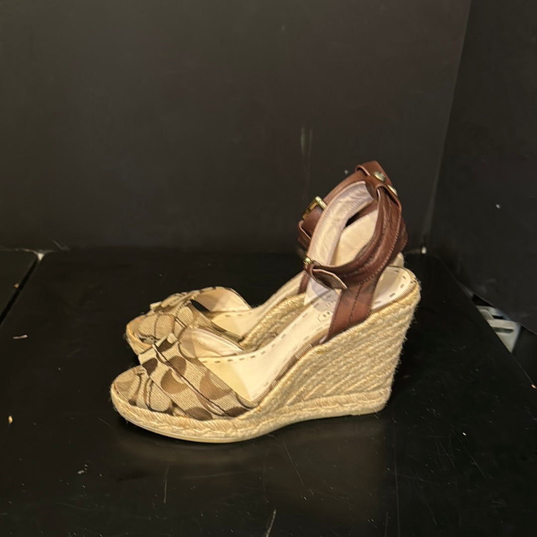 Coach Monogram Espadrille Woven Heel Shoes / size 7