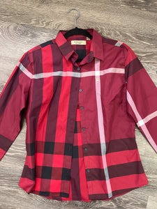 Burberry Novacheck Button Up Top (Size Large)