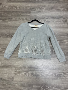 Pepin Distressed Perforated Long Sleeve Sweater - Small