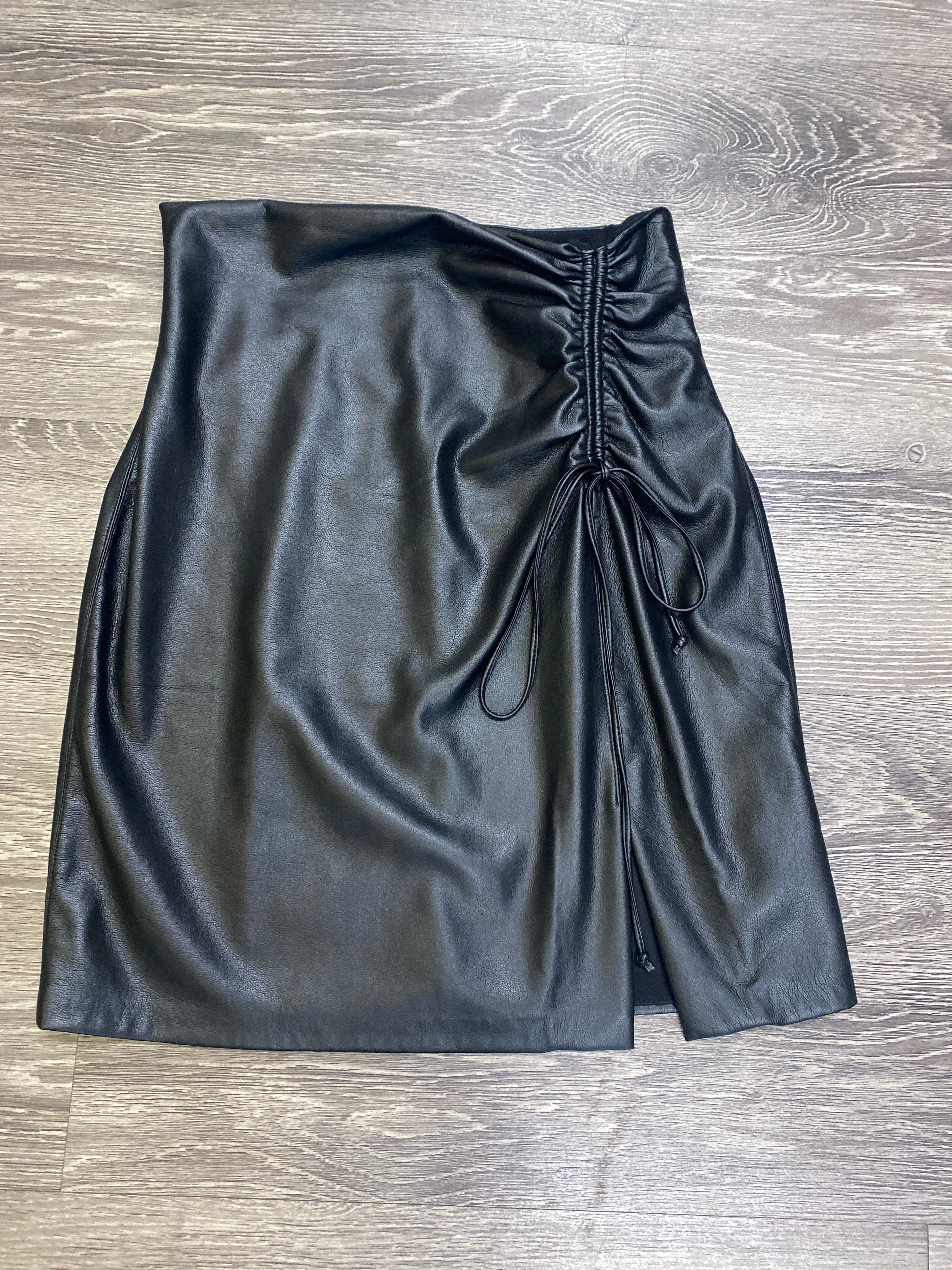 Olivaceous faux leather pencil skirt..medium