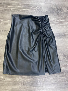 Olivaceous faux leather pencil skirt..medium