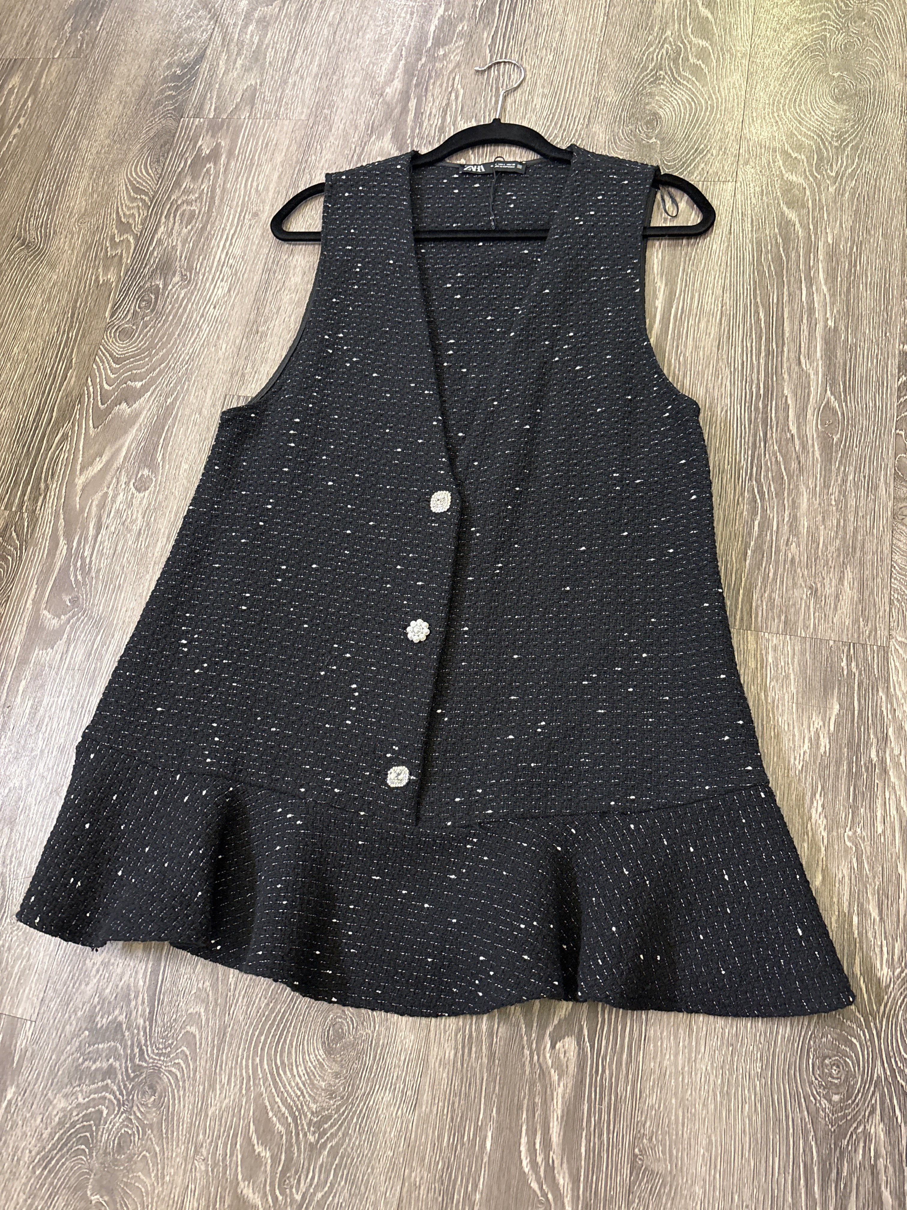 Zara Tweed Button Sleeveless Dress - Large