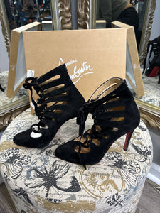 Christian Louboutin Suede Cage Lace Heels - Size 40