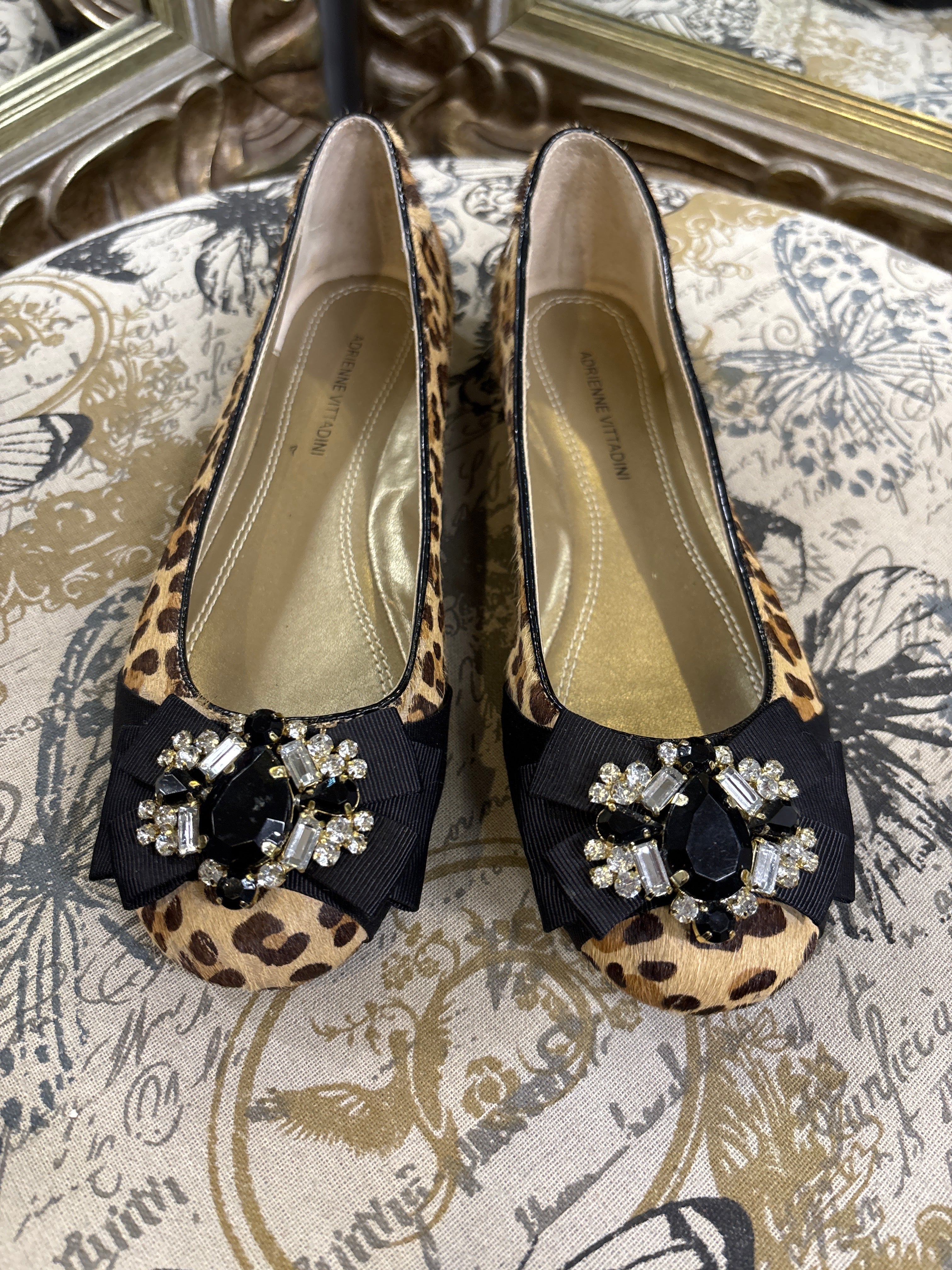 Adrienne Vittadini Cheetah Calf Hair Flats - Size 7