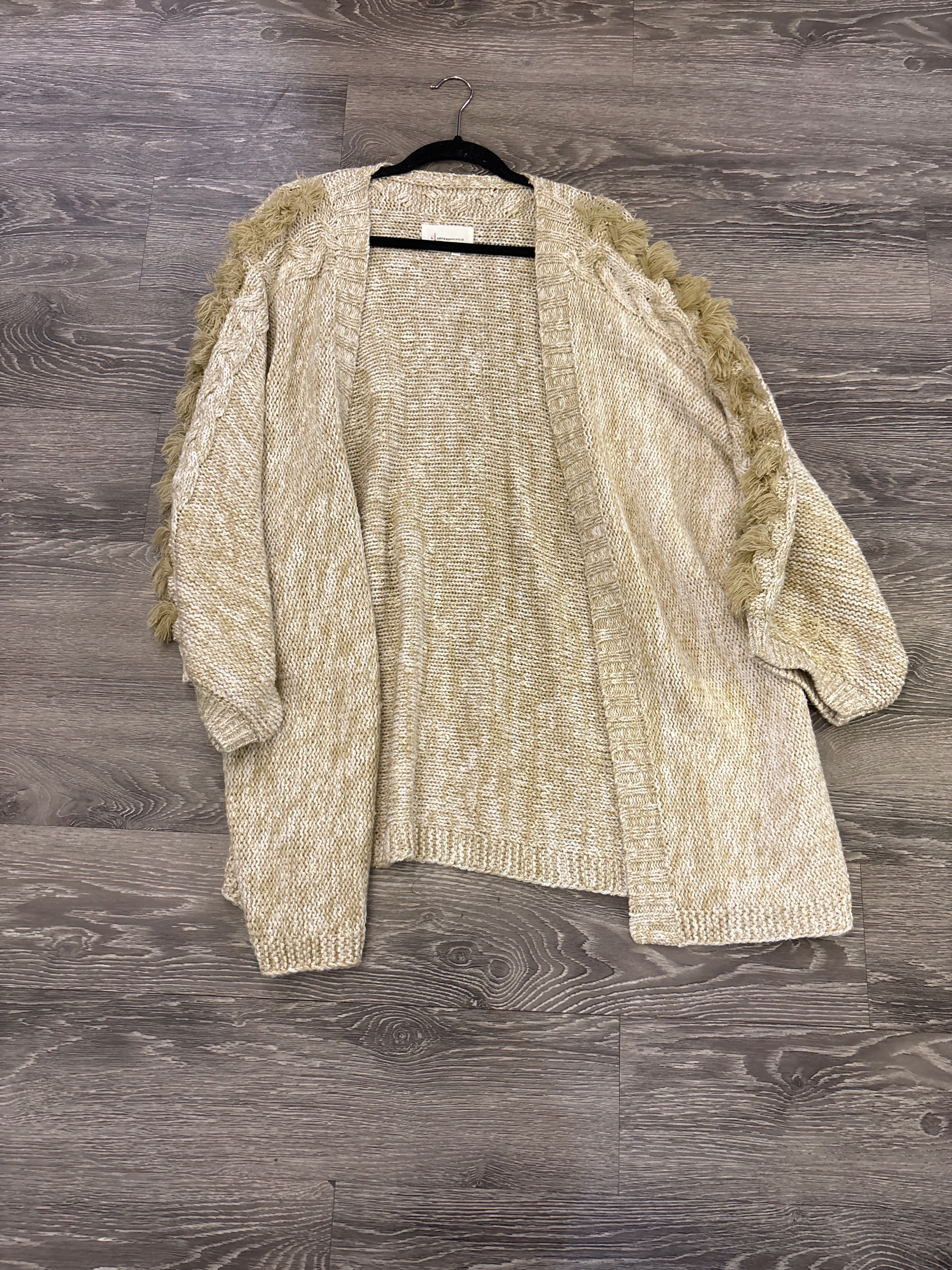 Anthropologie Cable Fringe Sleeve Sweater - one size
