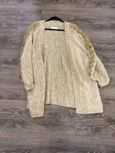 Anthropologie Cable Fringe Sleeve Sweater - one size