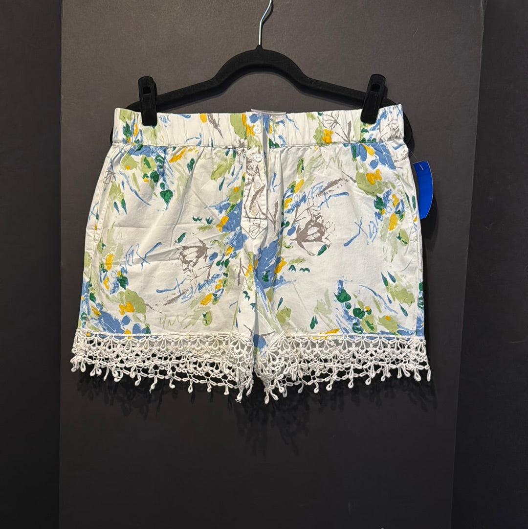 Anthropologie Floral Eyelet Trim Shorts - medium