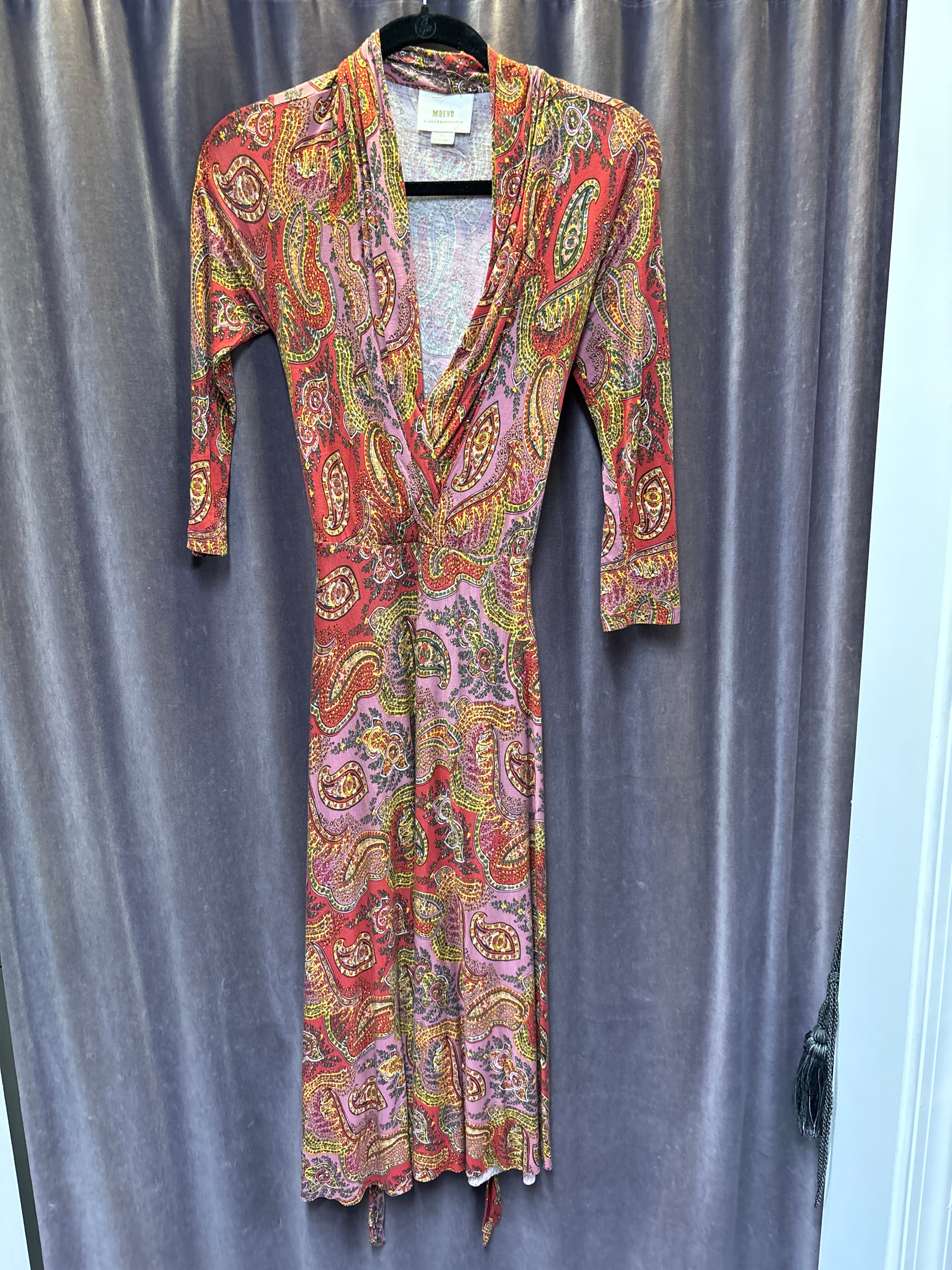 Maeve Paisley 3/4 Sleeve Maxi Dress - XS