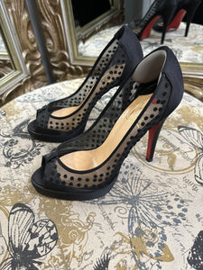 Louboutin Sheer Polka Dot Heels - Size 36.5