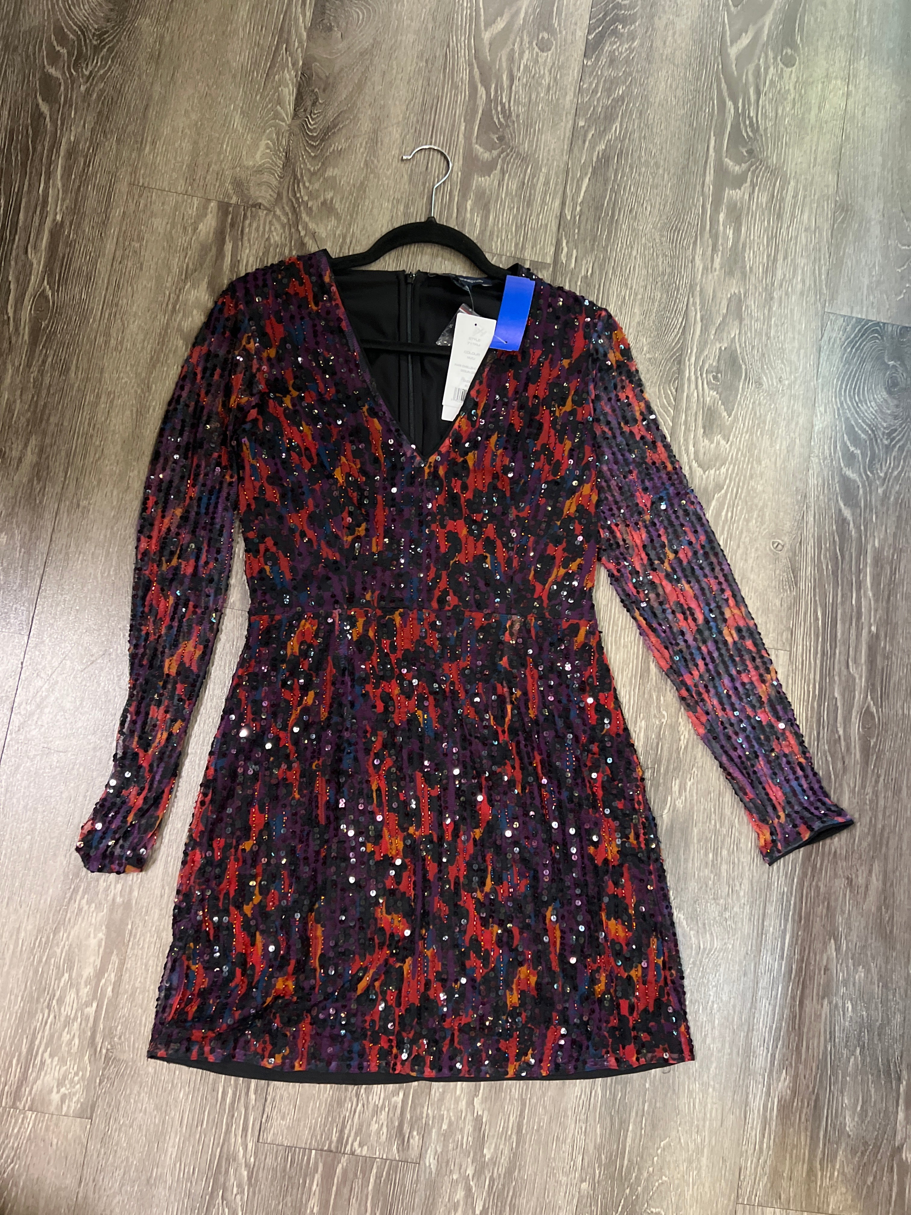 French Connection Sequin Stripe Floral Dress (Size 10)