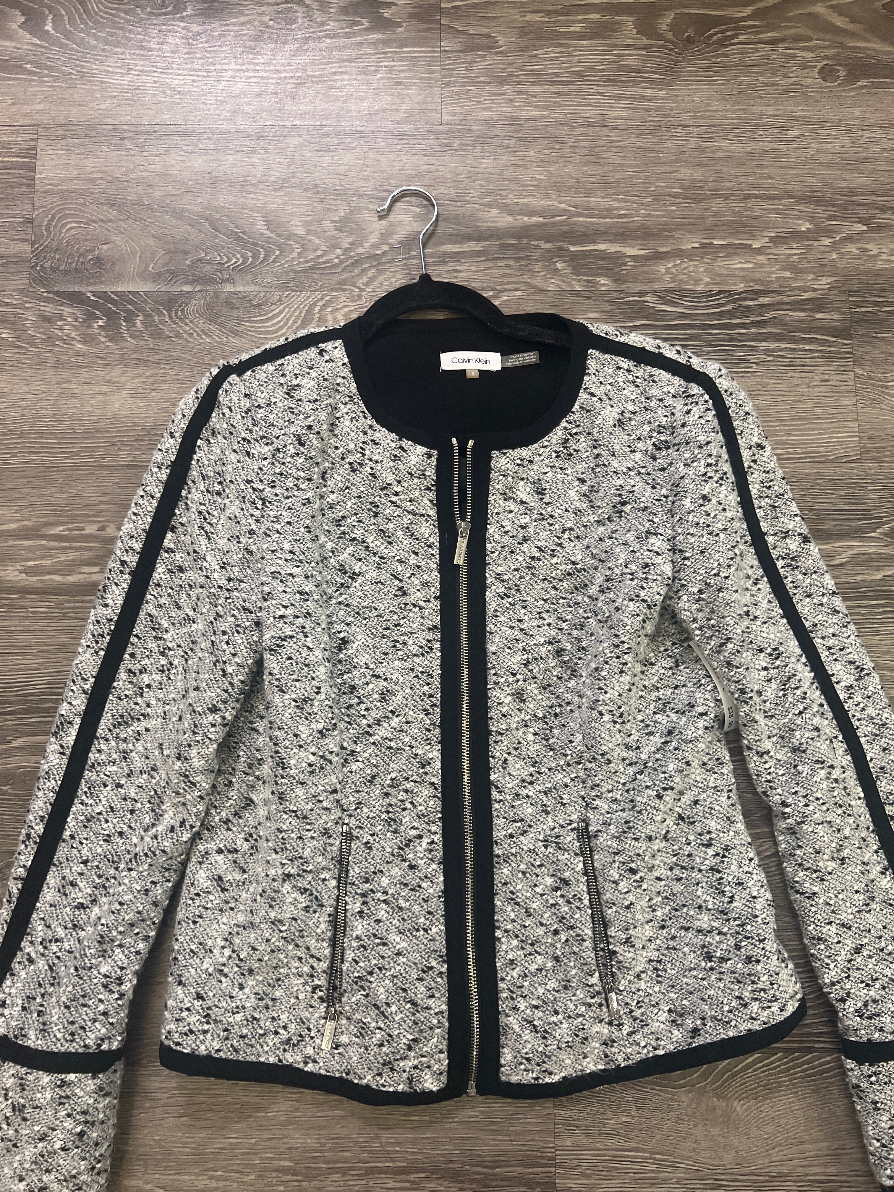 Calvin Klein Tweed Zip Up Jacket (Size 8)