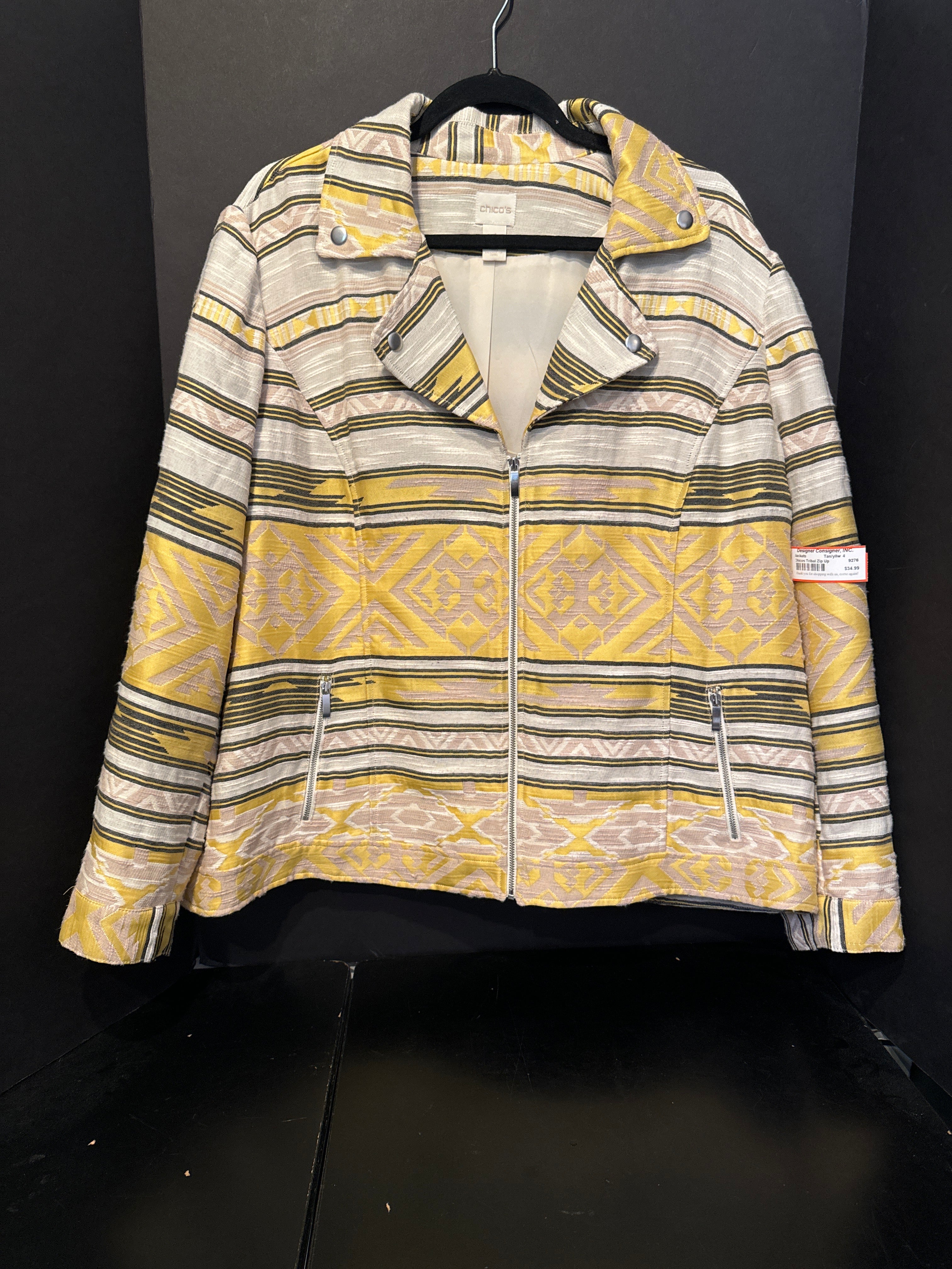 Chicos Tribal Zip Up Jacket - size 4