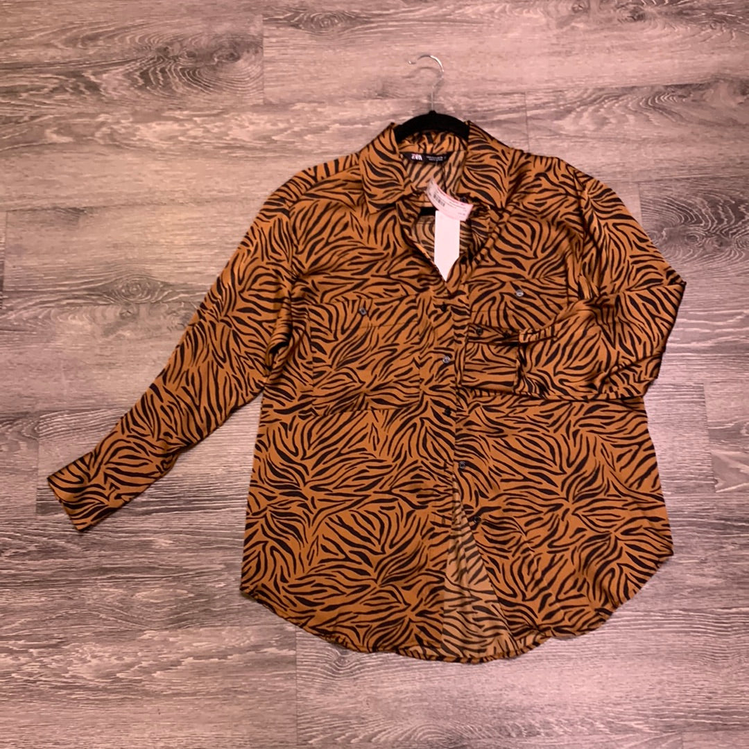 Zara Zebra Print Button Down Top - small