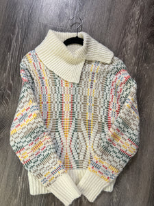 Anthropologie Geometric Foldover Neck Sweater (Size XS)