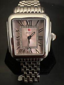 Michele Deco Pink Face Stainless Steel Watch