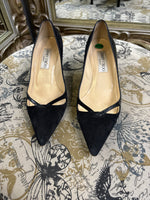 Load image into Gallery viewer, Jimmy Choo Suede/Snake Heels - Size 36.5
