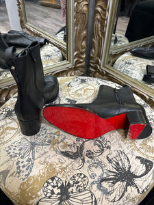 Louboutin Leather Heel Boots - Size 40.5