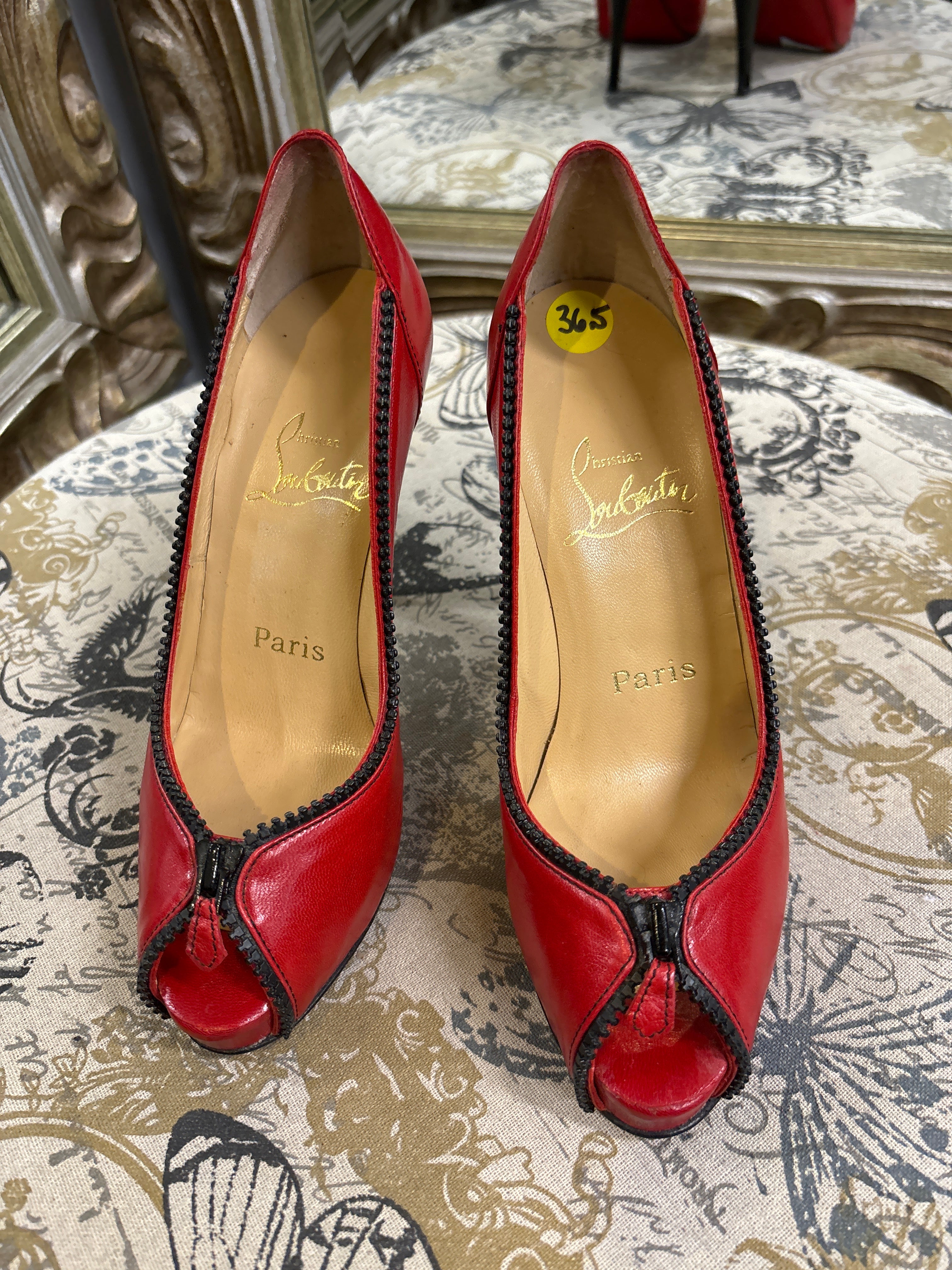 Louboutin Zipper Peep Toe Heels - Size 36.5