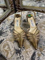 Load image into Gallery viewer, Jimmy Choo Metallic Evening Heels - Size 36.5
